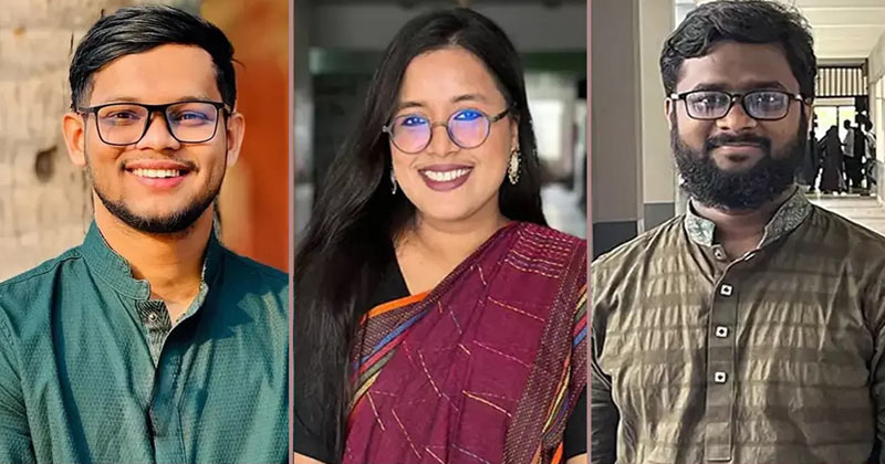 আহ্বায়ক আবু বাকের মজুমদার, মুখপাত্র আশরেফা খাতুন, সদস্য সচিব জাহিদ আহসান, ছবি : সংগৃহীত