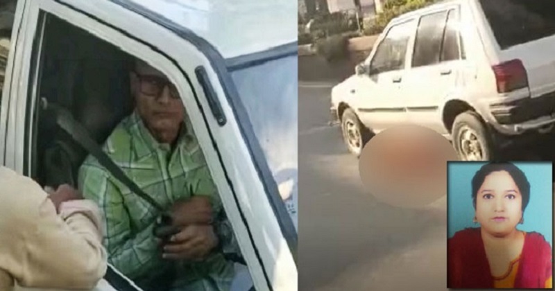 গাড়ির চাকার নিচে রুবিনা আক্তার (ডানে)। চালকের আসনে ঘাতক মোহাম্মদ আজহার জাফর শাহ (বামে)। ছবি: সংগৃহীত